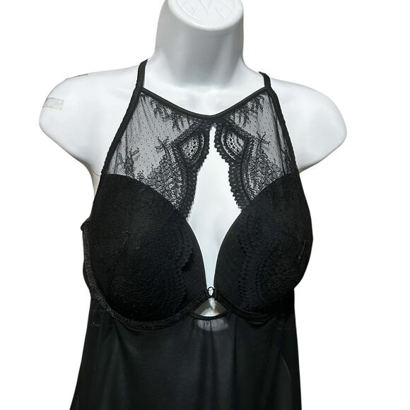 Auden Women Babydoll Lace Lingerie Slip XL Black Sheer Romantic Goth Boudoir - Picture 8 of 11